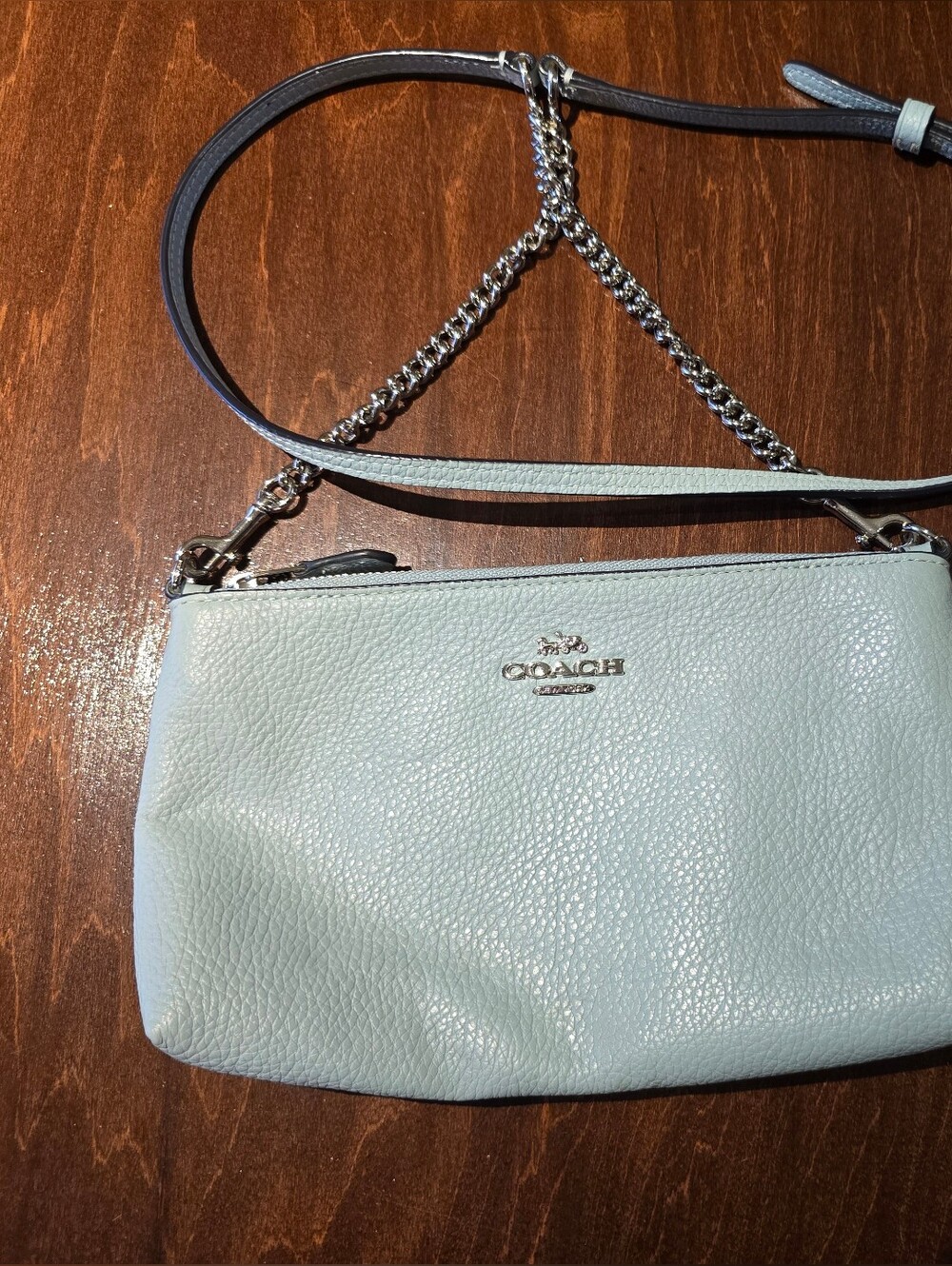 Coach NWOT Pebbled Leather Crossbody Bag in Light Blue